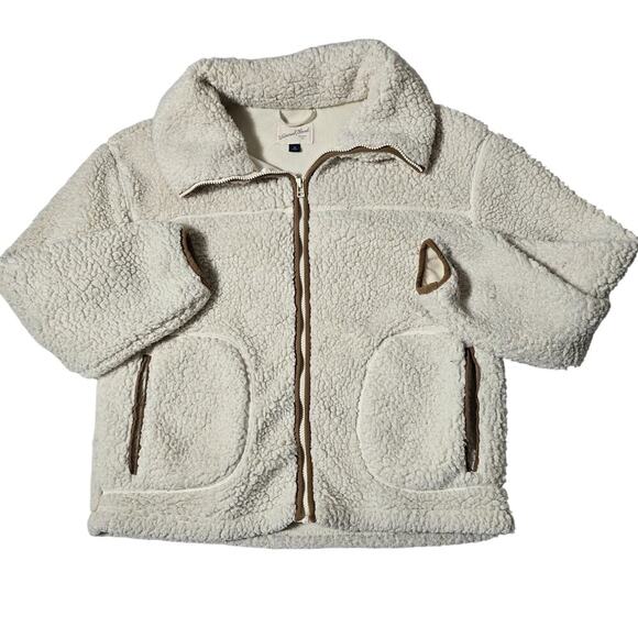 Universal Threads Chunky Sherpa Cream Zip Up Jacket Size Medium - Picture 1 of 5